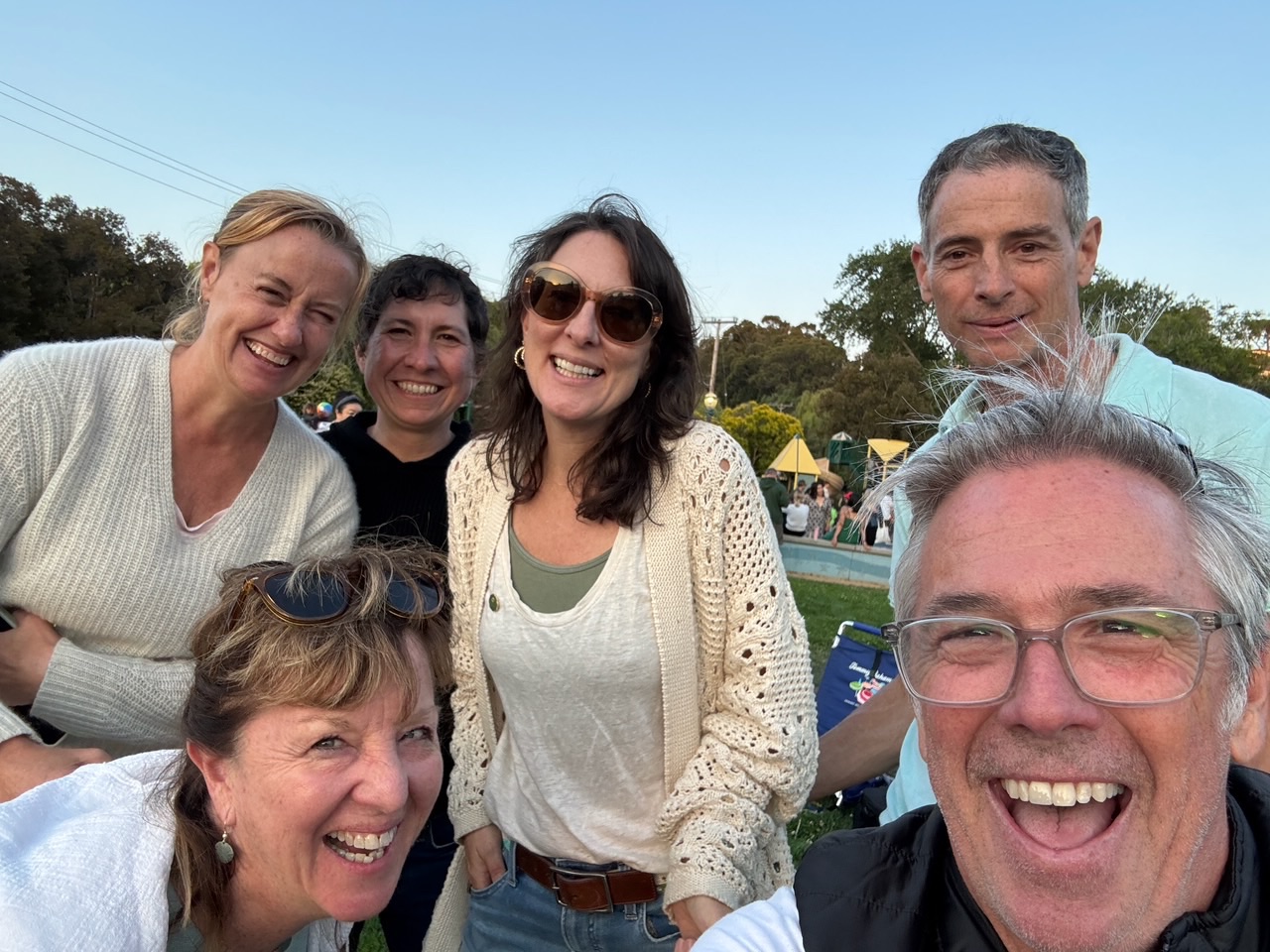 With neighbors at Concerts in the Park